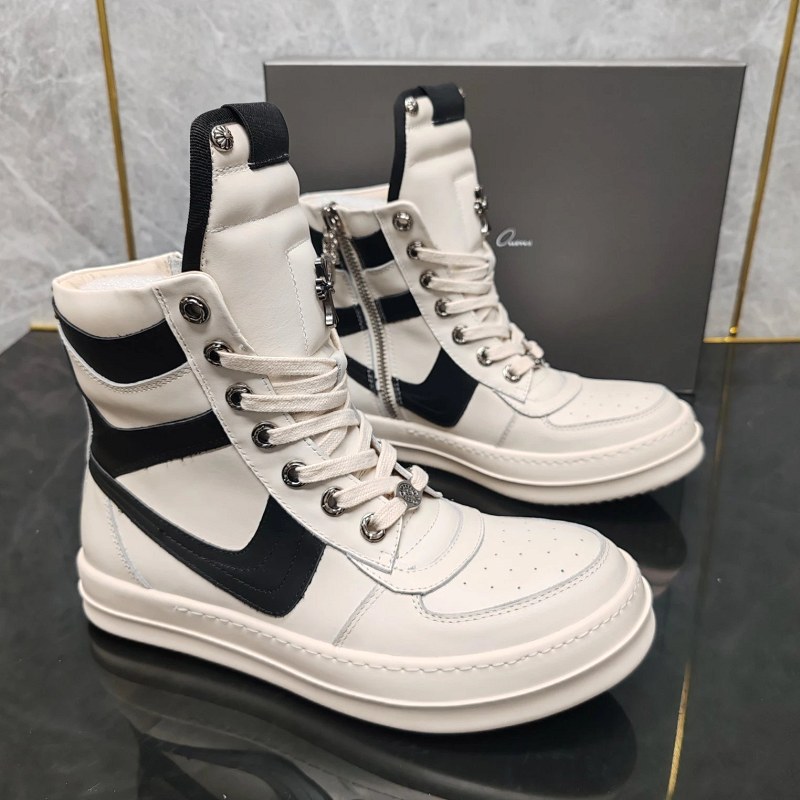 Rick Owens Black High-Top Sneakers in a Classic Athletic Silhouette, in Top-Grain Leather