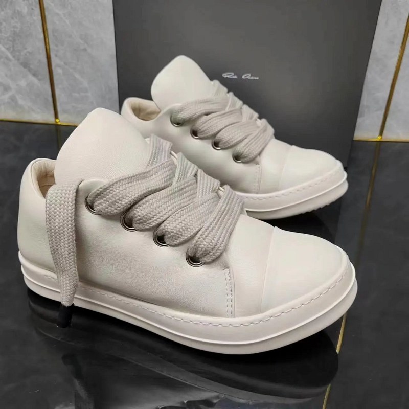 Rick Owens White High-Top Sneakers in Lambskin With a Roomy Toe Box