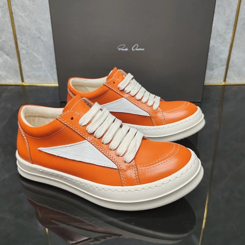 Rick Owens white high-top sneakers with a top-grain leather upper and stitched sole