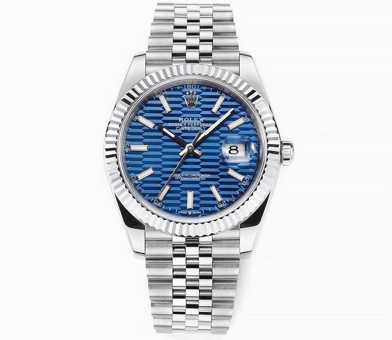 Rolex blue watch in modern everyday style