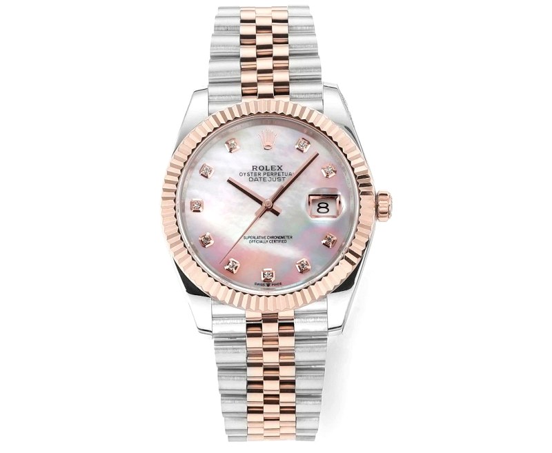 Rolex-Style Datejust 41 in Gray With a Fluted Platinum-Tone Bezel