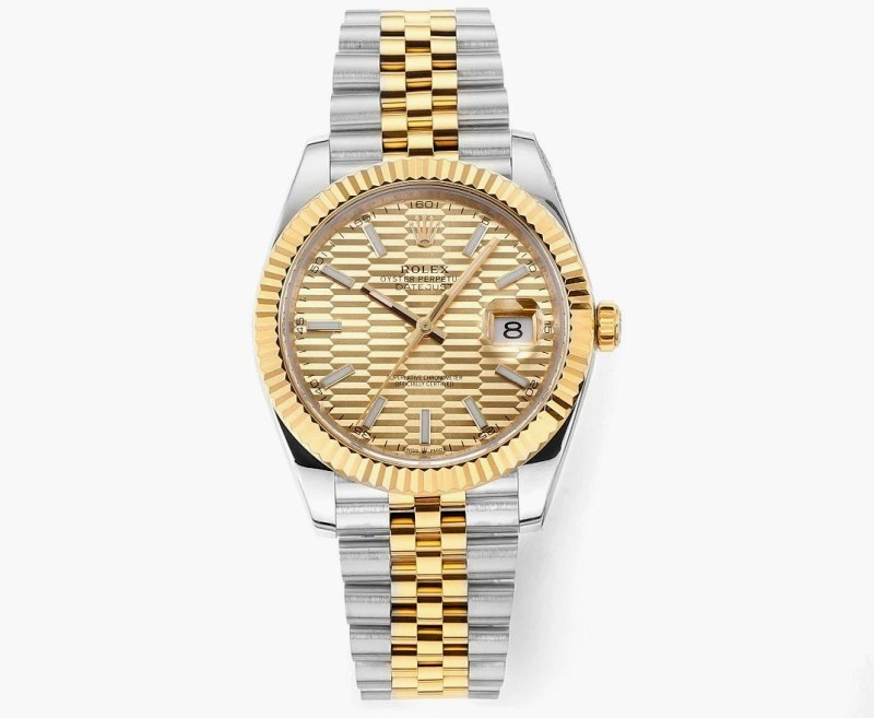 41mm Rolex Datejust-Style Gold Watch with Fluted Bezel and a 72-Hour Clone 3235 Movement