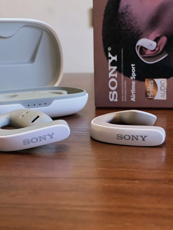 Sony white wireless earbuds in modern everyday style