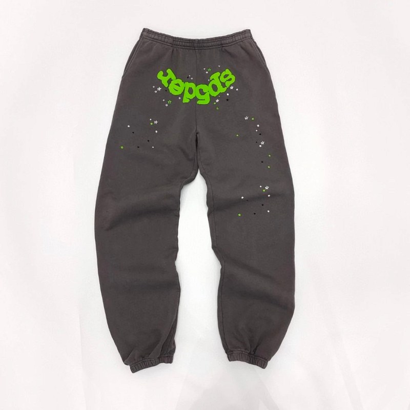 Sp5der-Style Web-Print Sweatpants in 500 g Garment-Dyed Cotton Fleece