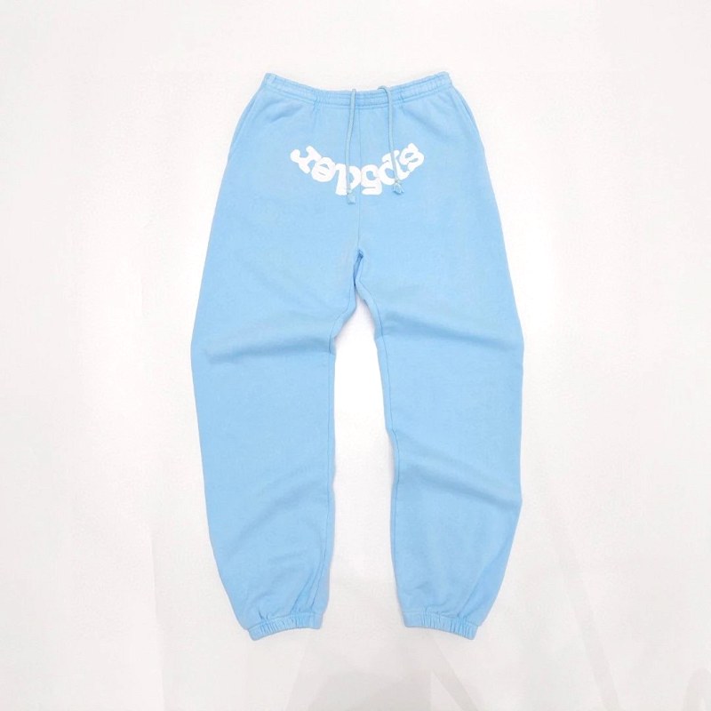 Sp5der Blue Sweatpants: 500g Garment-Dyed Brushed Cotton Fleece, S–3XL
