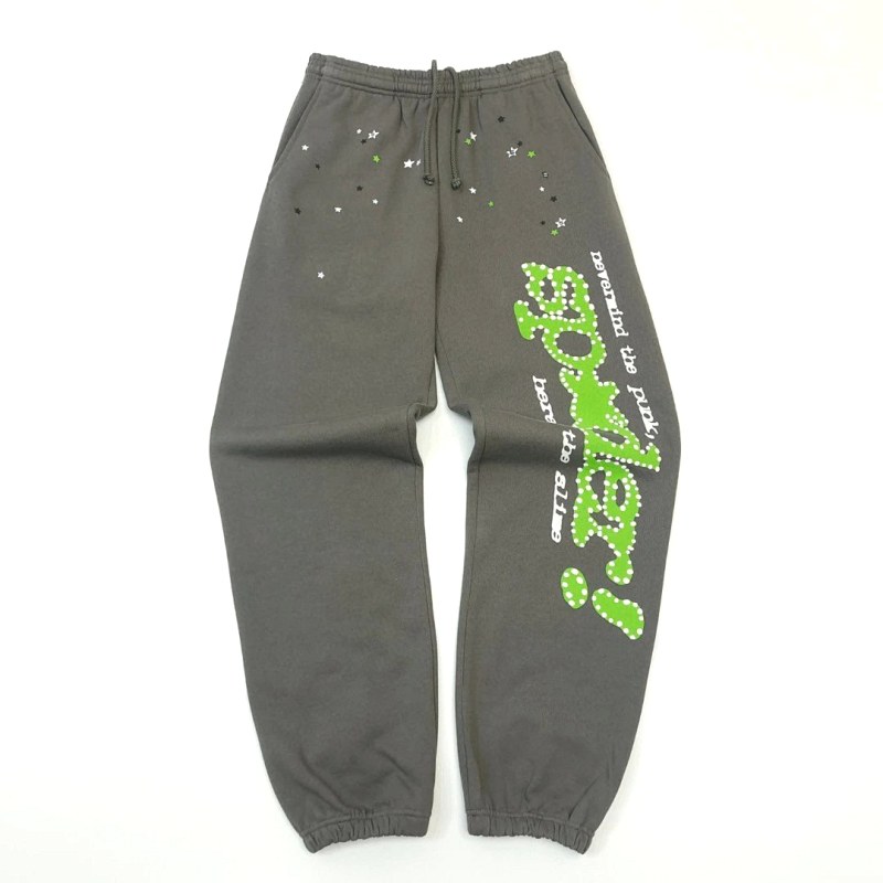 Sp5der sweatpants in 500 g brushed cotton fleece with a foam-effect web print
