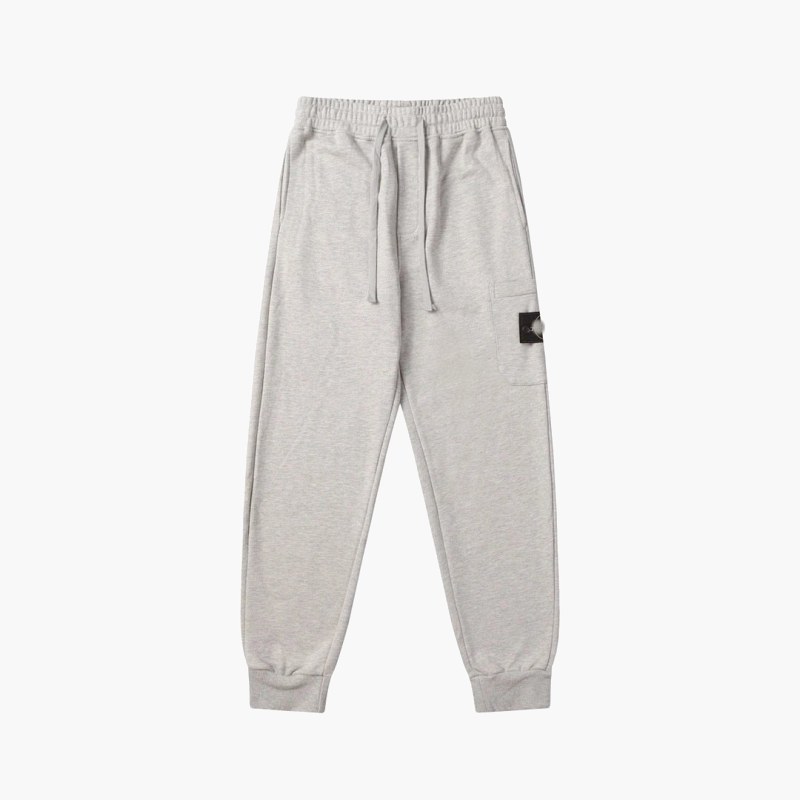 Stone Island Gray Terry Sweatpants with Badge Detail in Sport-Casual Cut