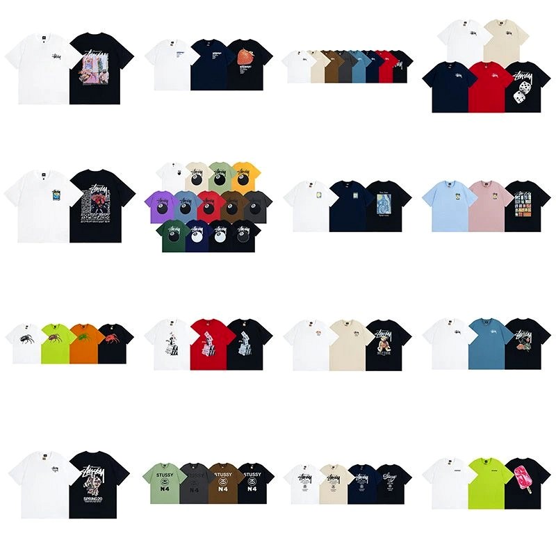 Stussy Multicolor Cotton Graphic T-Shirt Collection — 45 Colorways, S–XXL