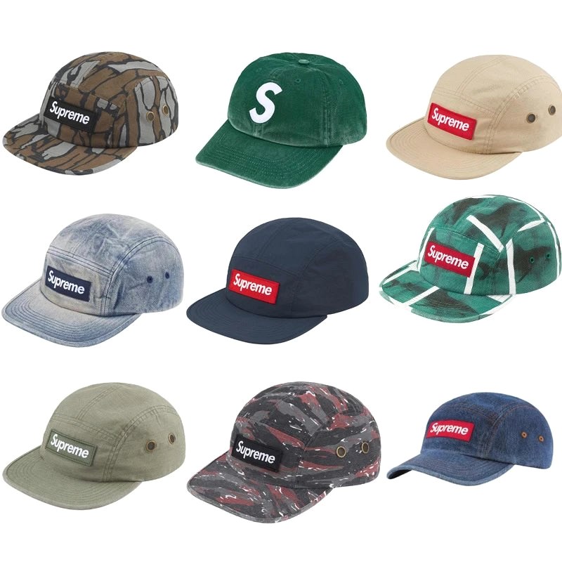 Supreme Camo and Multicolor Baseball Cap Collection With an Adjustable One-Size Fit
