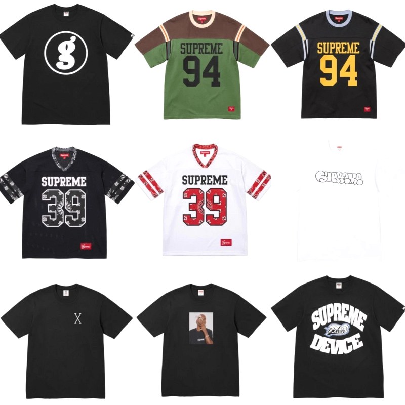 Supreme multicolor cotton crew-neck tees with a boxy streetwear cut