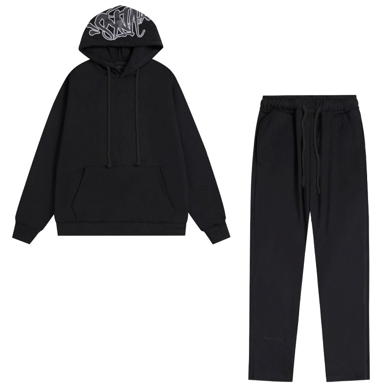 Syna World Black Hoodie Set in a Relaxed Streetwear Cut With 400g Fleece-Backed Cotton