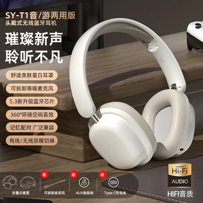 SY‑T1 black over-ear headphones in modern everyday style