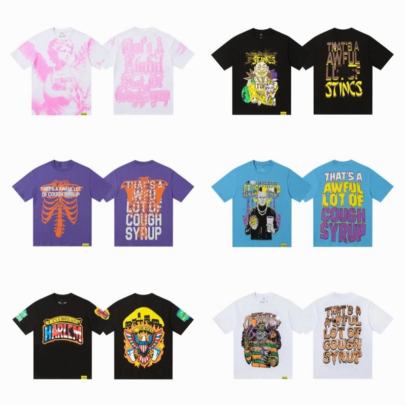 TAALOCS Multicolor Cotton Print Tee: Loose-Fit Lettering in 26 Color Codes