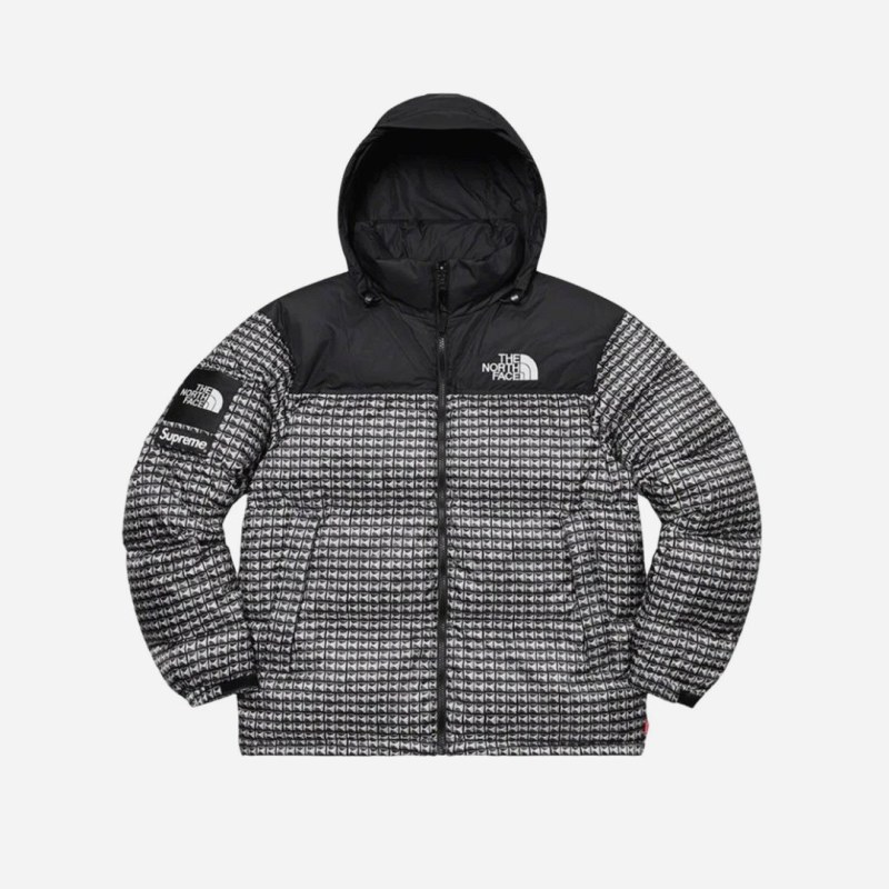 The North Face Studded Nuptse Puffer in Black — Packable 700-Fill With a 3D Stud Print