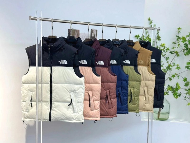 The North Face Multicolor Vest: Loose Zip-Front Nylon Vest with Polyester Fill