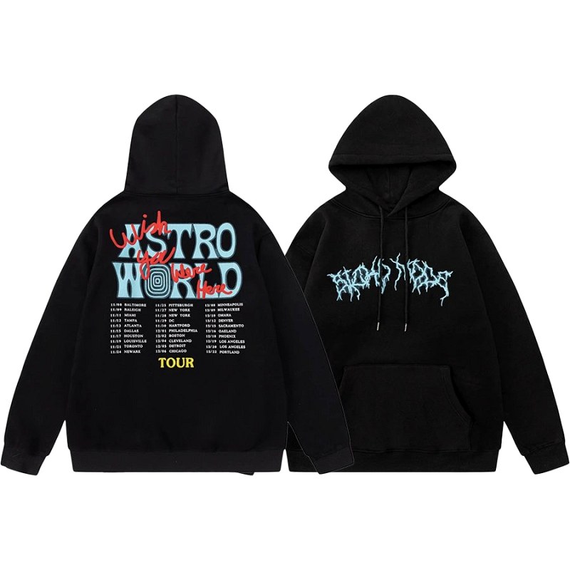 Travis Scott Hoodie in Relaxed Streetwear Style: Cotton, Fleece-Lined, Sizes S–XL