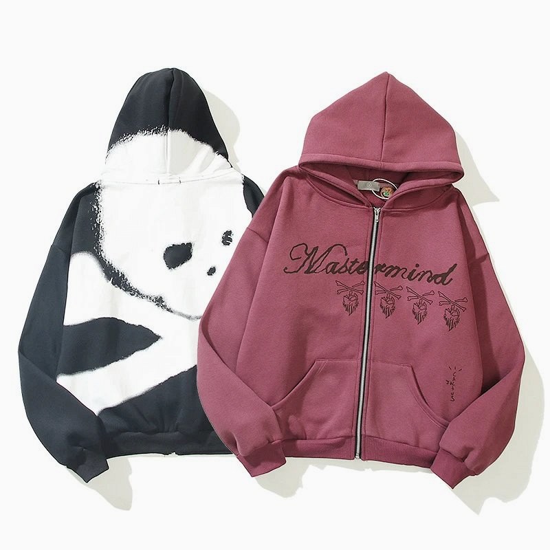 Travis Scott Multicolor Hoodie Collection: Fleece-Lined Zip Hoodie in Black and Wine Red