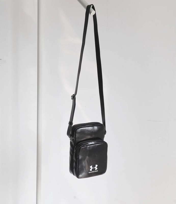 Balenciaga x Under Armour Smooth Leather Crossbody Pouch in Black with Matte Hardware