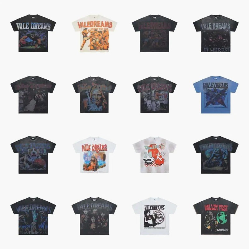 Vale Dreams Gray Tee: Combed Cotton Crew Neck in a Loose American-Retro Cut