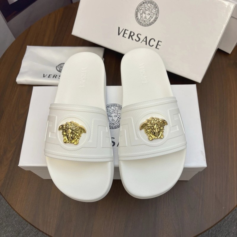 Versace White Slides: Casual TPU Slides in a Wide 35–45 Size Run