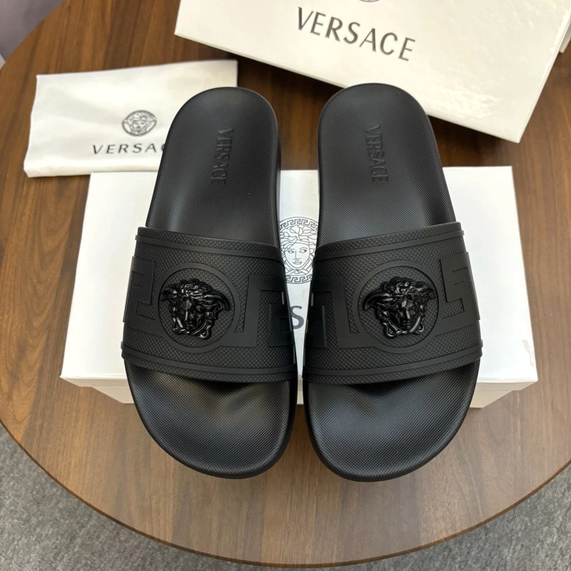 Black Versace Slides With a TPU Outsole and True-to-Size Fit Reports