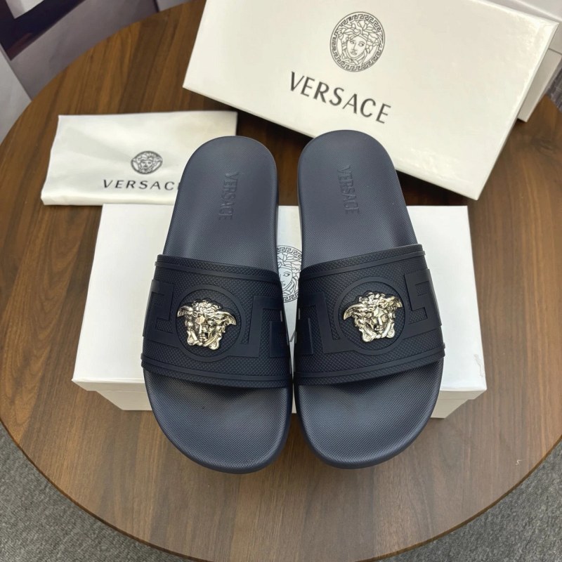 Versace Black Slides: TPU-Bodied Casual Slide in a Broad Size Run