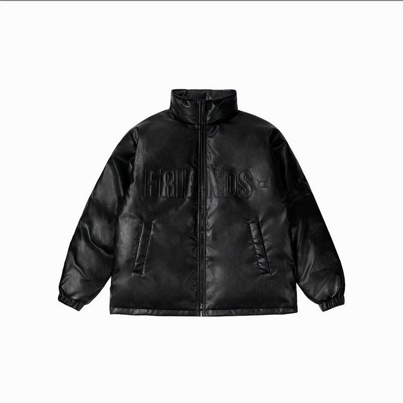 Vlone Black PU Leather Zip Jacket in a Loose, Padded Streetwear Cut