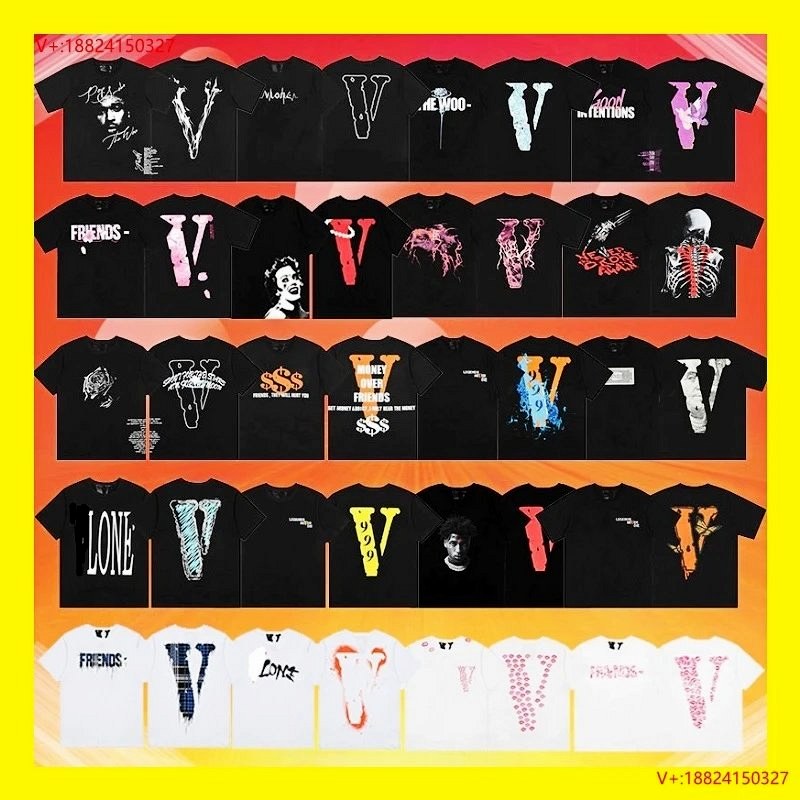 Vlone Black Tee: Pure Cotton Oversized Letter-Print Tee in S–XL