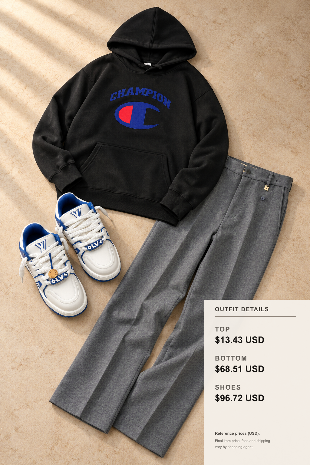 Champion Winter Hoodie Color Guide outfit 1 editorial flat lay for fashionreps