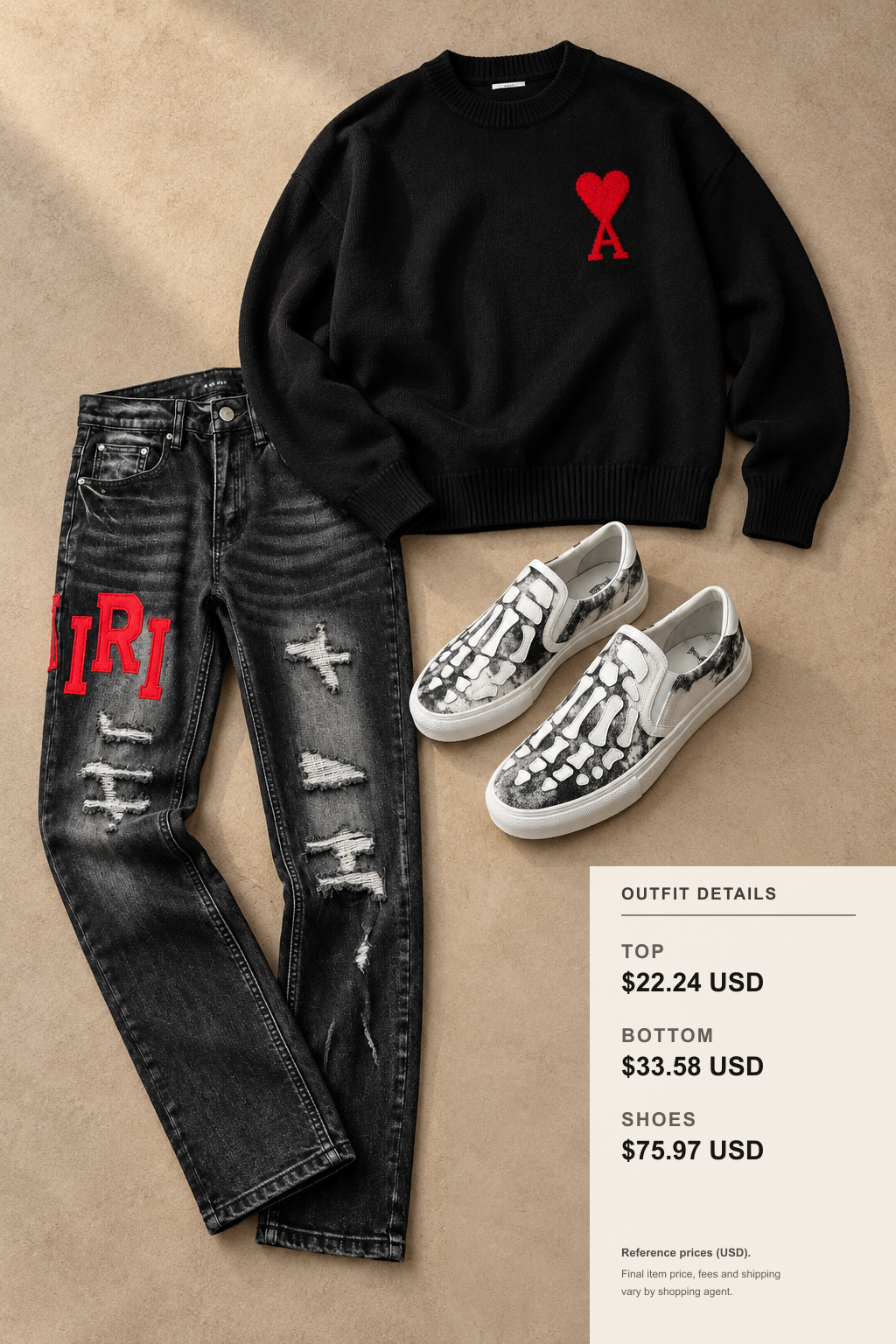 ami paris Winter Knitwear: 3 Outfit Ideas outfit 2 editorial flat lay for fashionreps